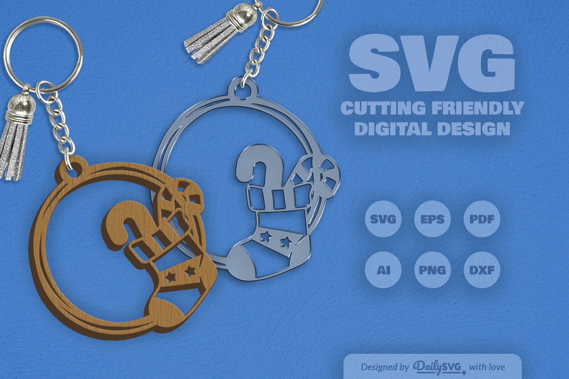 Christmas Round Keychain Clipart - Daily SVG Bundles - CraftNest - Digital Crafting and Art