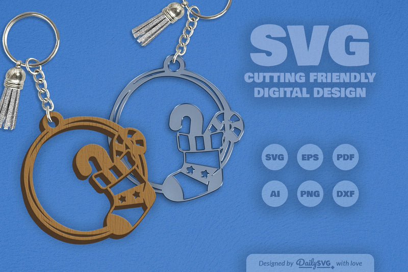 Christmas Round Keychain Clipart - Daily SVG Bundles - CraftNest - Digital Crafting and Art