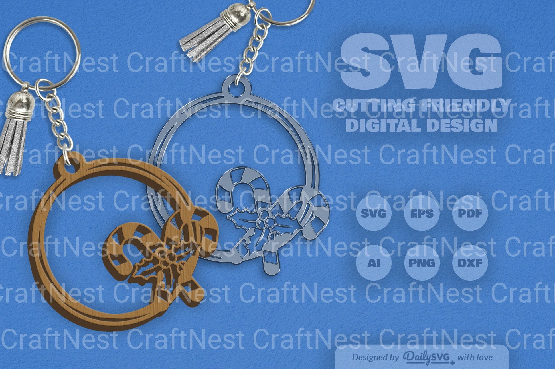 Christmas Round Keychain Clipart - Daily SVG Bundles - CraftNest - Digital Crafting and Art