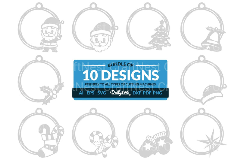 Christmas Round Keychain Clipart - Daily SVG Bundles - CraftNest - Digital Crafting and Art
