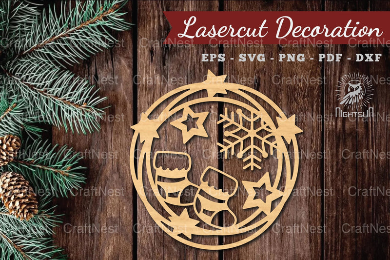 Christmas Round Lasercut Decoration Clipart Bundle - CraftNest - Digital Crafting and Art