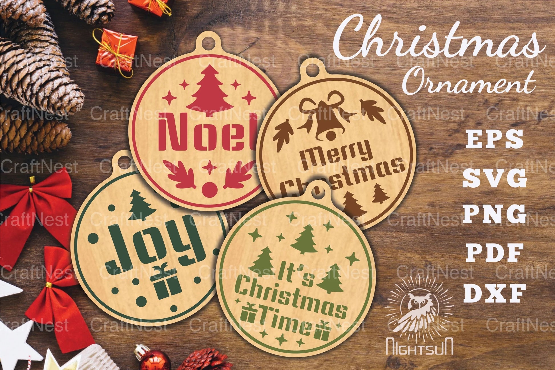 Christmas Round Ornament SVG Bundle - CraftNest - Digital Crafting and Art