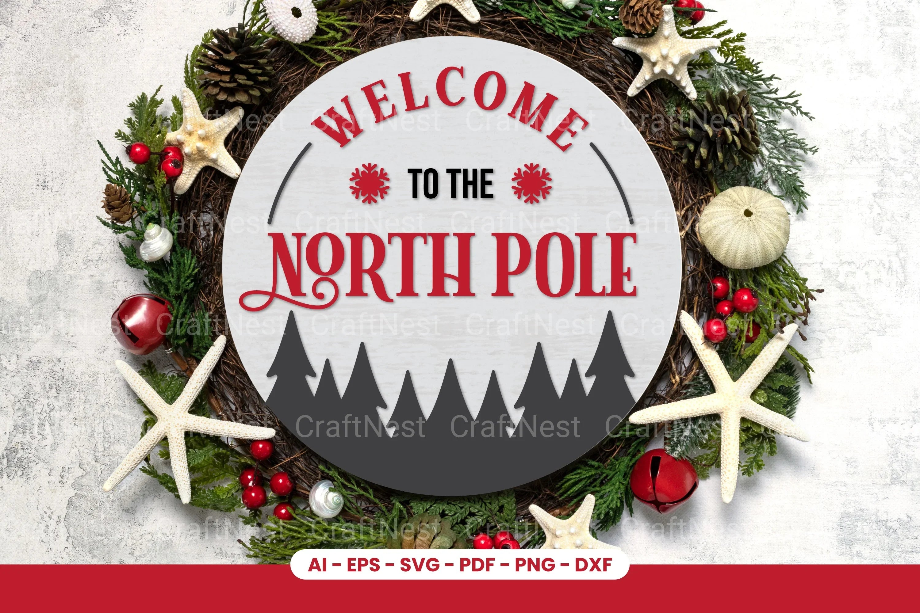 Christmas Round Sign Laser Cut SVG Bundle - CraftNest - Digital Crafting and Art