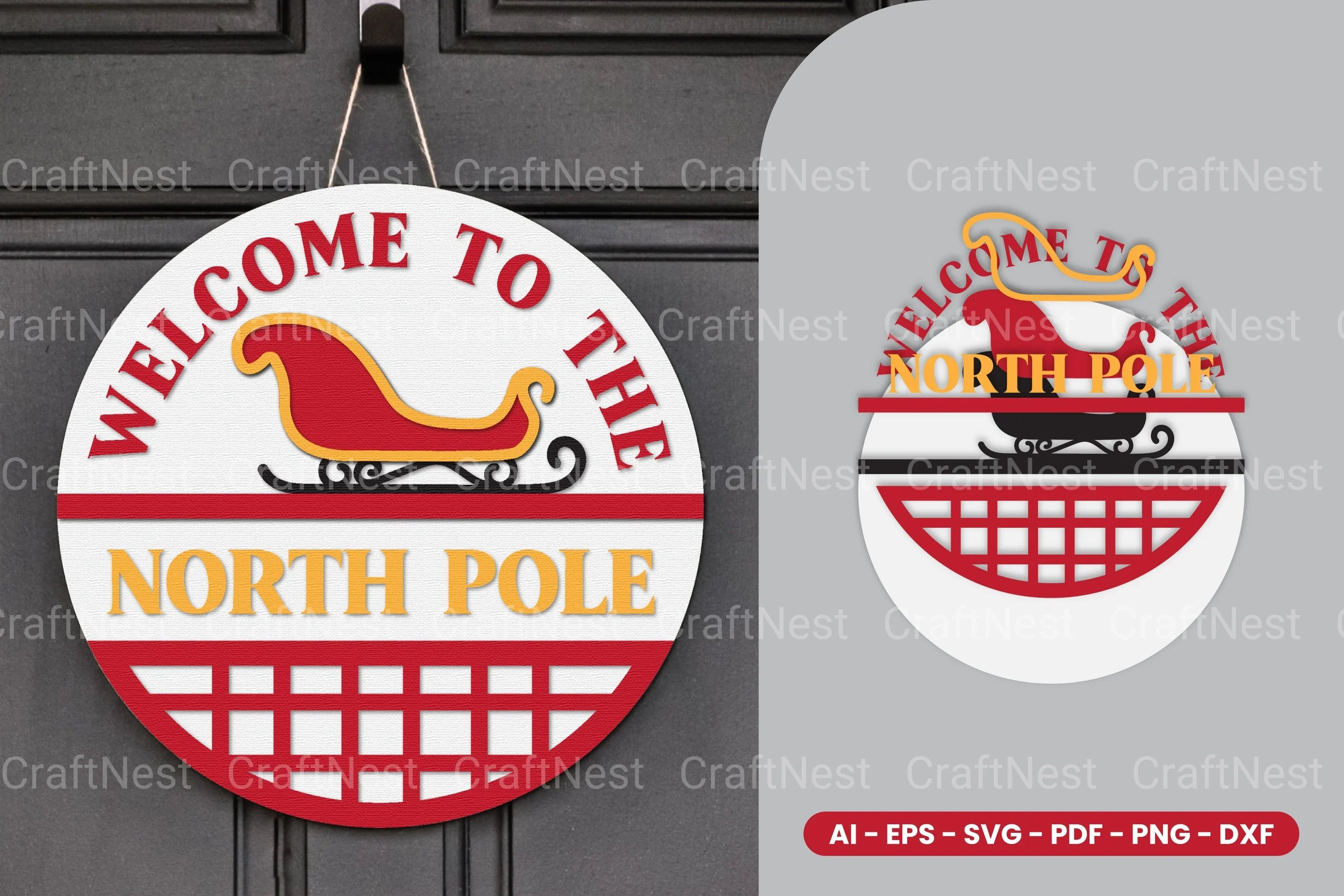 Christmas Round Sign Laser Cut SVG Bundle - CraftNest - Digital Crafting and Art