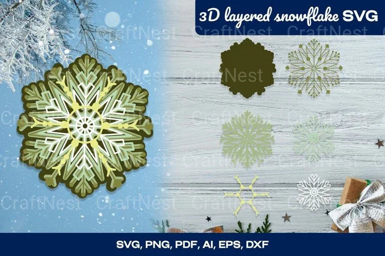 Christmas Mandala Layered Snowflake Clipart Bundle - CraftNest - Digital Crafting and Art