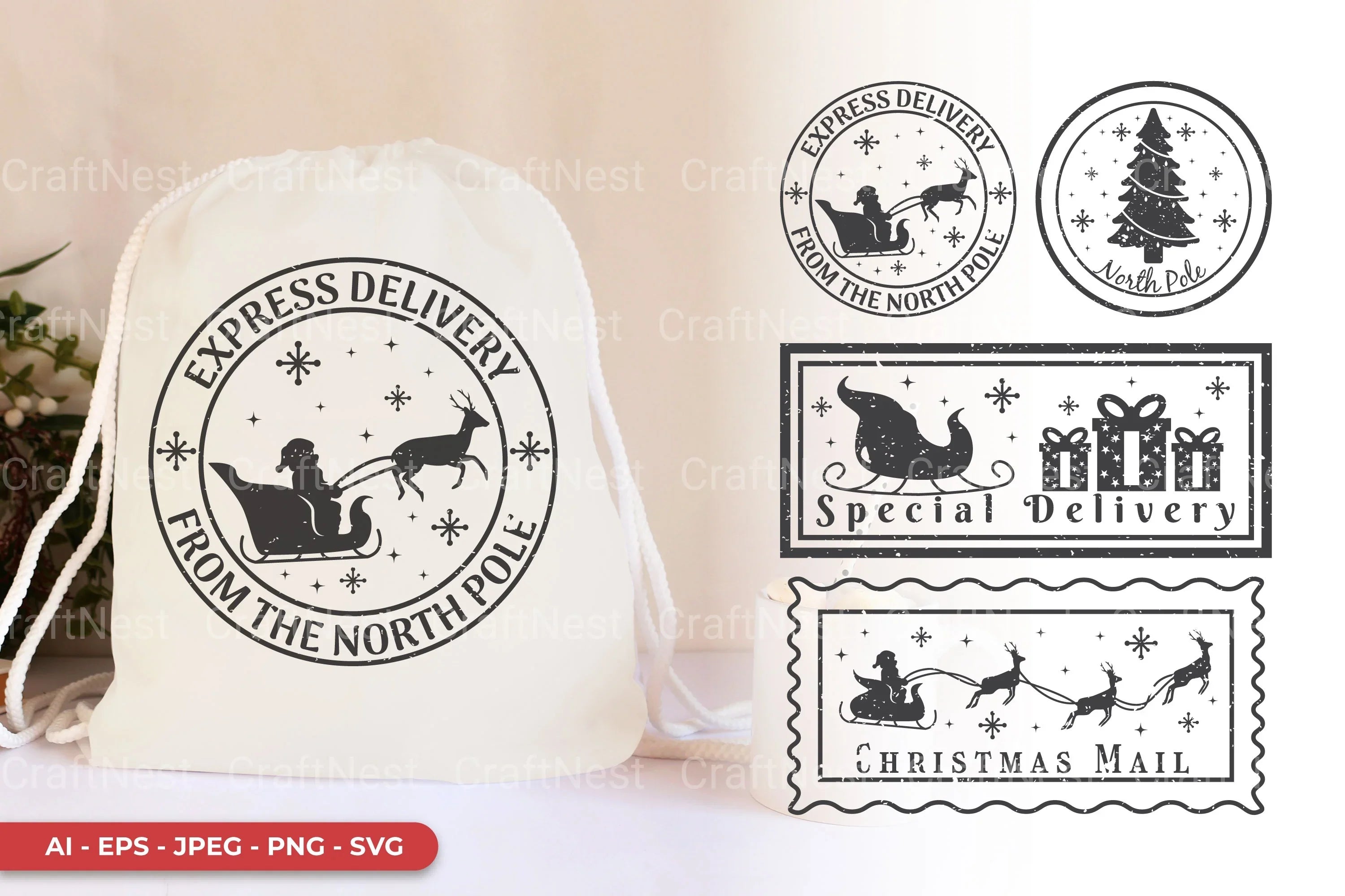 Christmas Sack SVG Bundle - CraftNest - Digital Crafting and Art