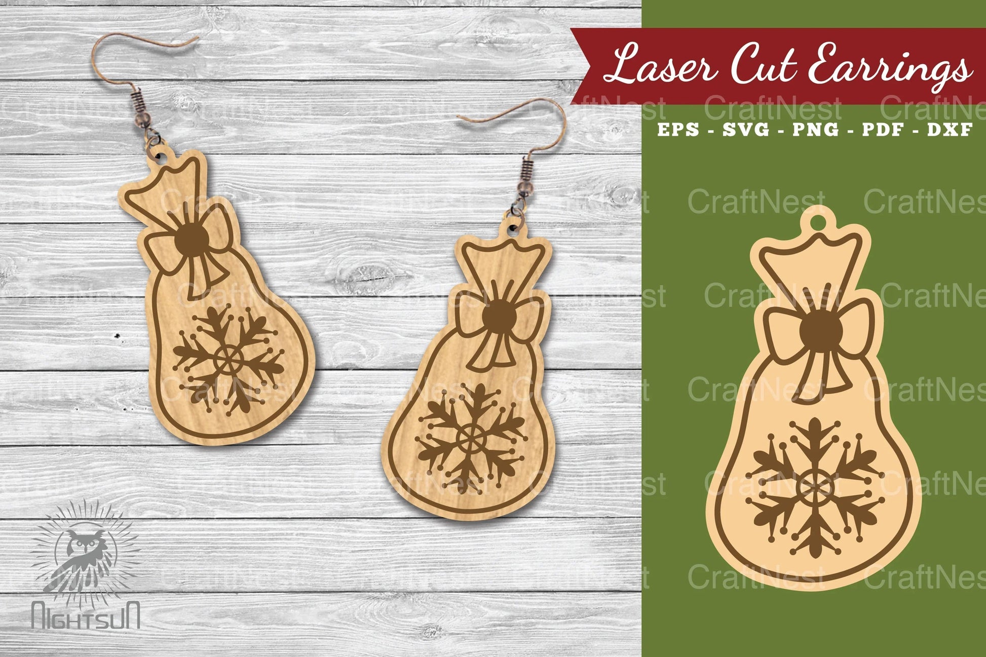Christmas Santa Bag Laser Cut Earrings Clipart Bundle - CraftNest - Digital Crafting and Art