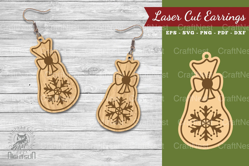 Christmas Santa Bag Laser Cut Earrings Clipart Bundle - CraftNest - Digital Crafting and Art