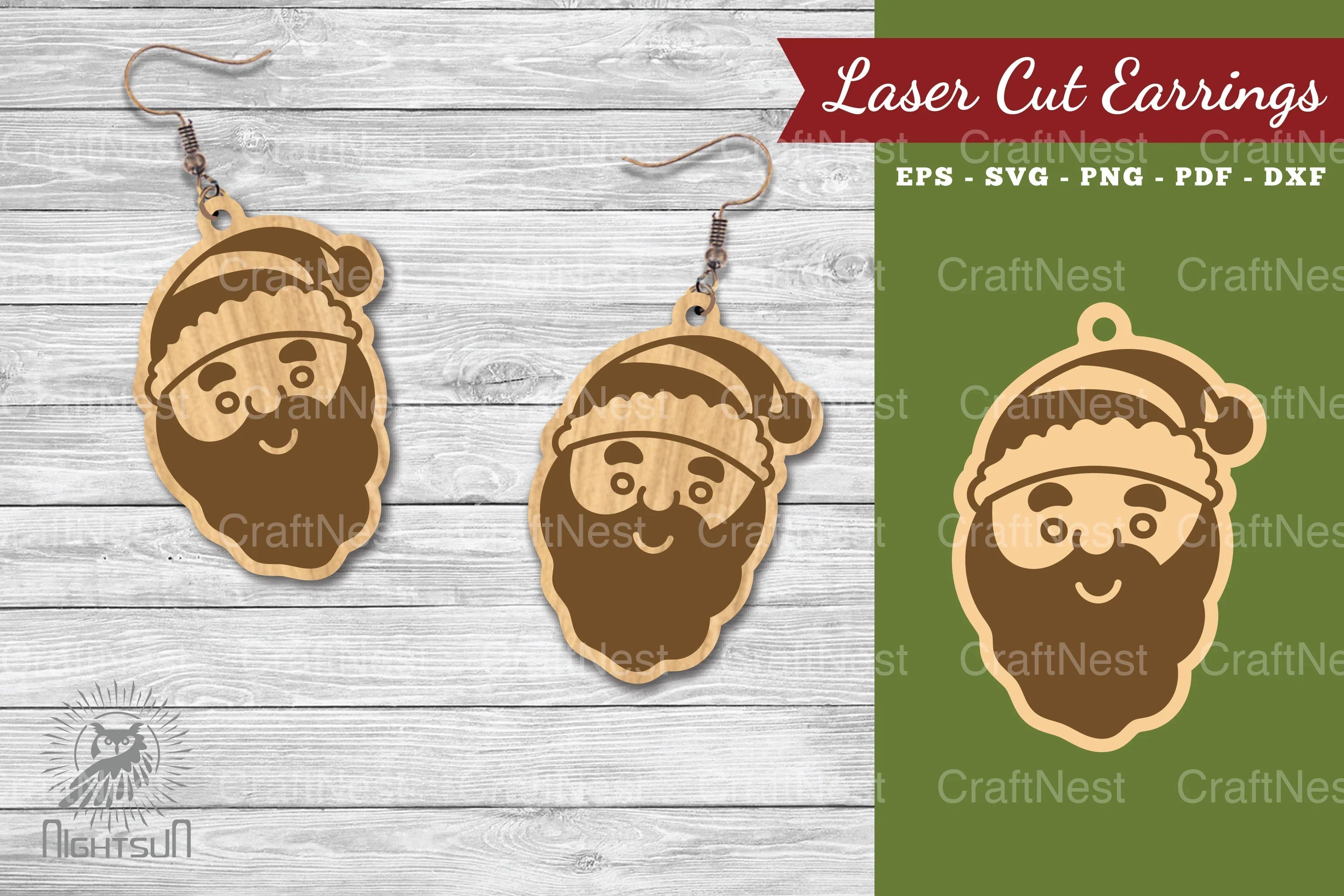Christmas Santa Laser Cut Earrings Clipart Bundle - CraftNest - Digital Crafting and Art
