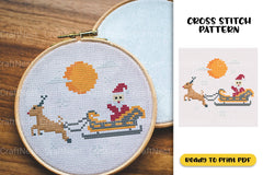 Christmas Santa Reindeer Cross Stitch Clipart Bundle - CraftNest - Digital Crafting and Art
