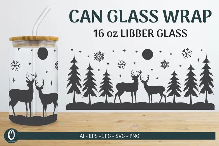 Christmas Scene Libbey Beer Glass Can Wrap SVG Bundle - CraftNest - Digital Crafting and Art