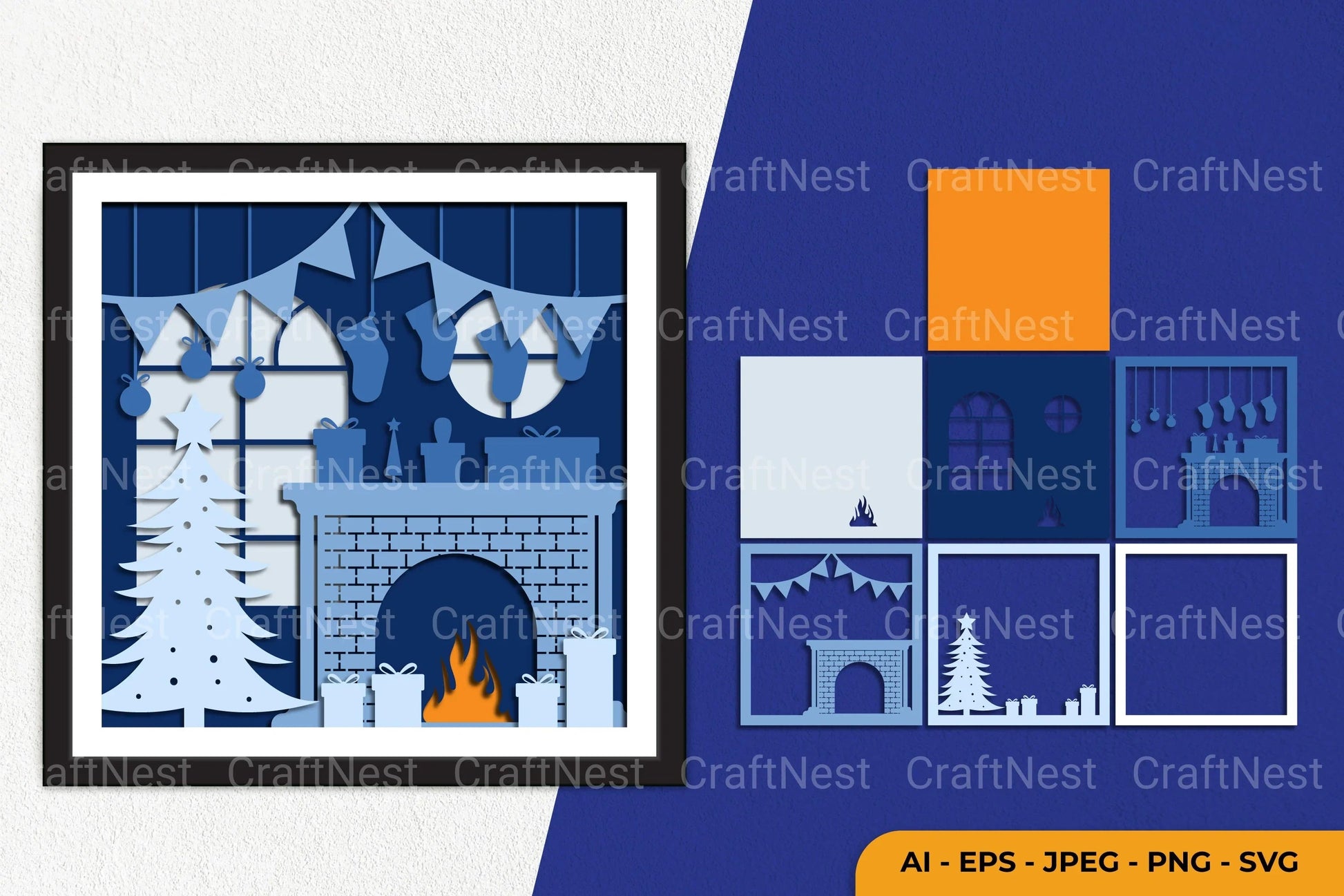 Christmas Scene Inside Home Papercut SVG Bundle - CraftNest - Digital Crafting and Art