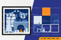 Christmas Scene Inside Home Papercut SVG Bundle - CraftNest - Digital Crafting and Art