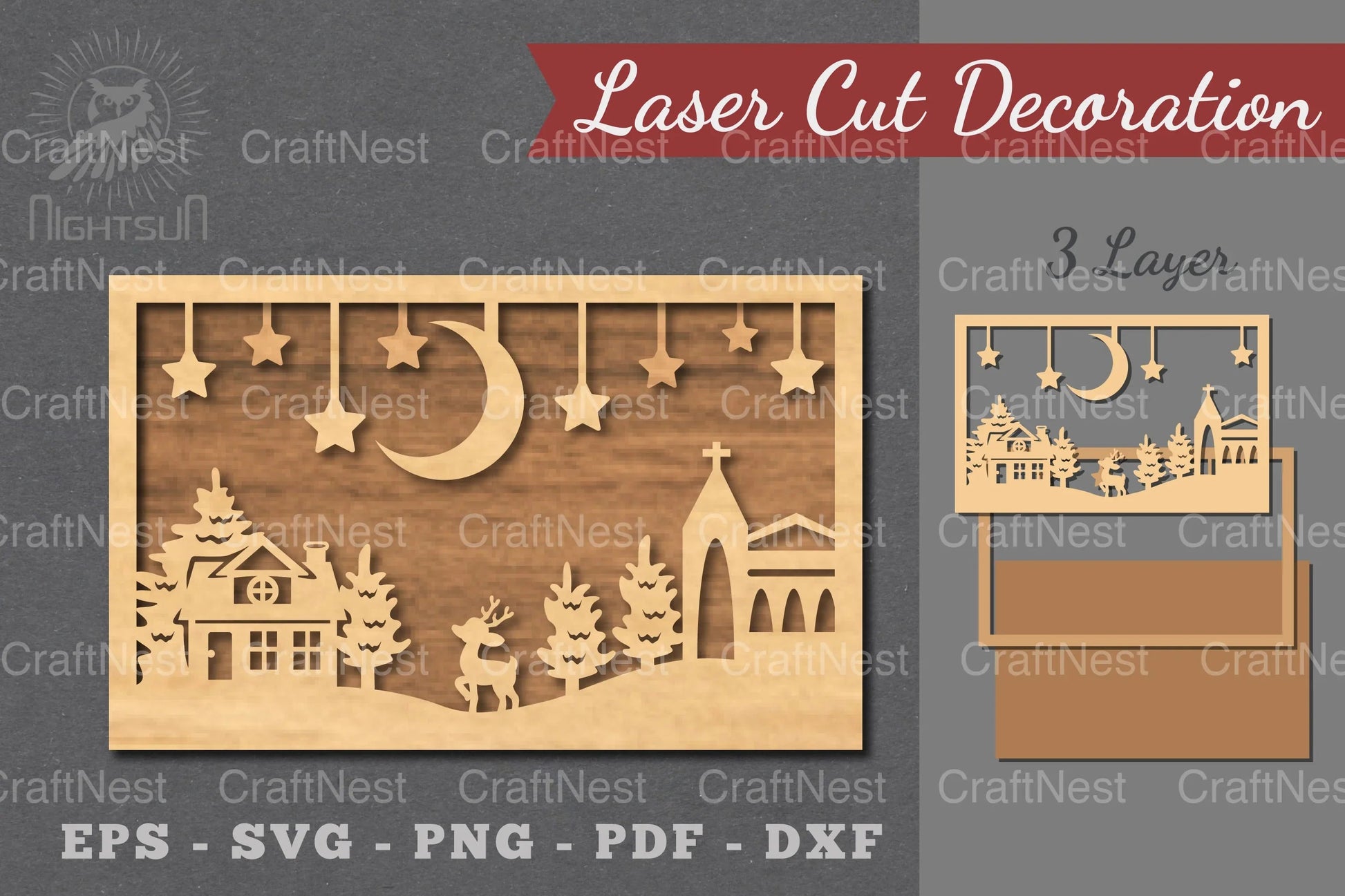Christmas Scene Laser Cut Decoration SVG Bundle - CraftNest - Digital Crafting and Art