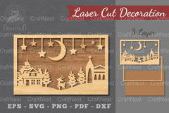 Christmas Scene Laser Cut Decoration SVG Bundle - CraftNest - Digital Crafting and Art