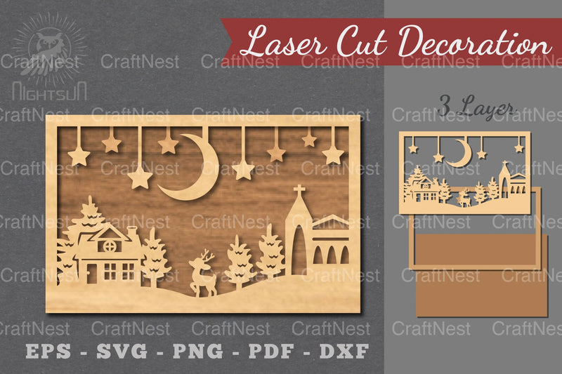 Christmas Scene Laser Cut Decoration SVG Bundle - CraftNest - Digital Crafting and Art