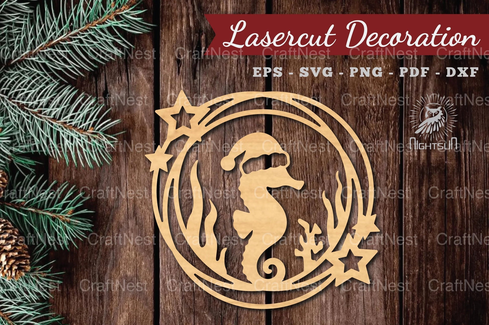 Christmas Seahorse Lasercut Round Clipart Bundle - CraftNest - Digital Crafting and Art