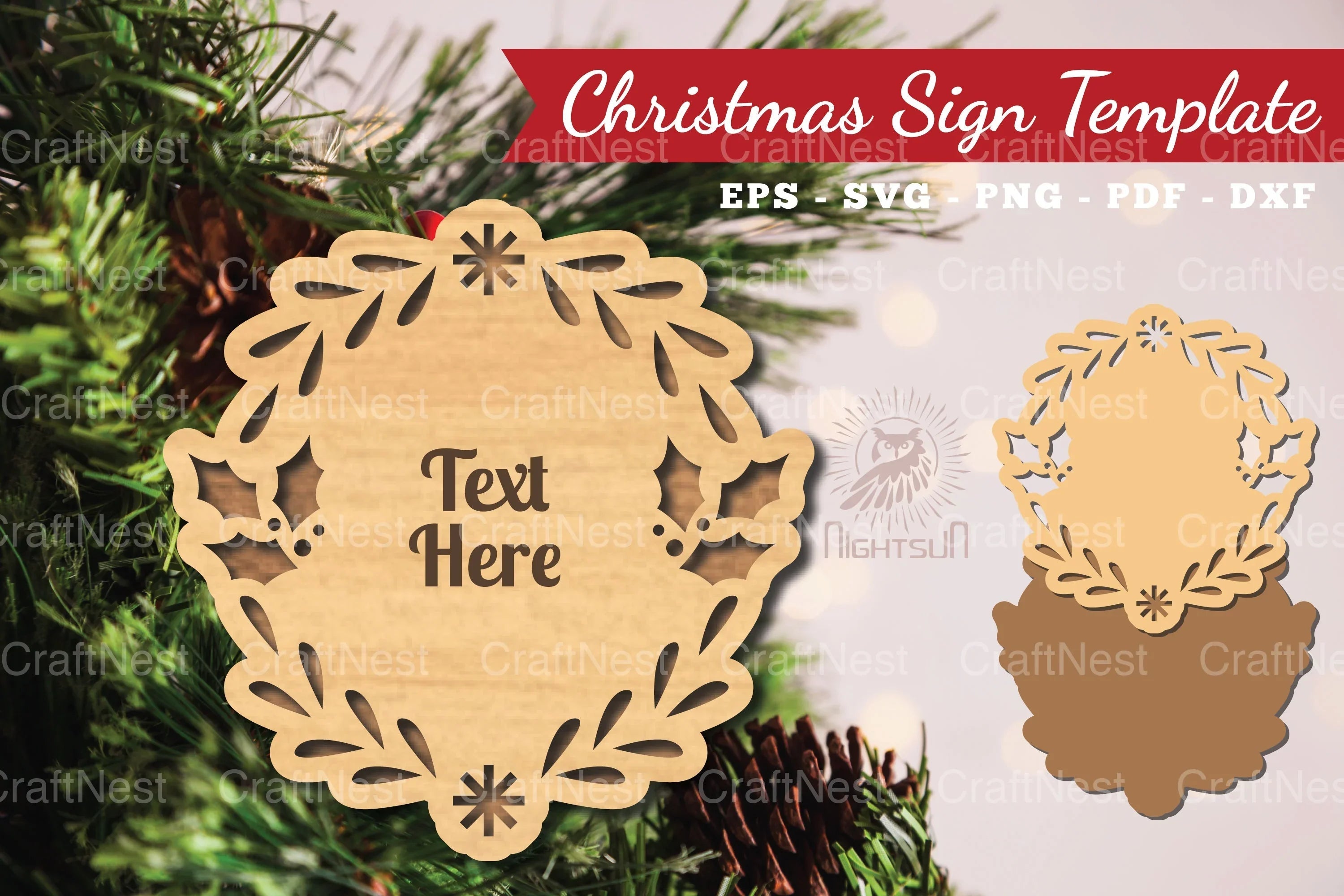 Christmas Sign Laser Cut Template - Clipart Bundle - CraftNest - Digital Crafting and Art