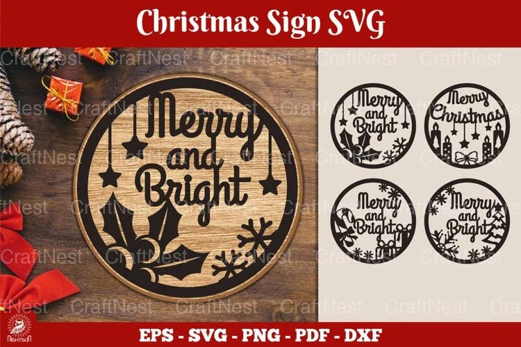 Christmas Sign SVG Sticker Clipart Bundle - CraftNest - Digital Crafting and Art