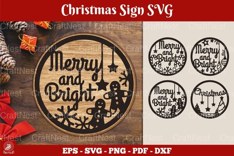 Christmas Sign SVG Sticker Clipart Bundle - CraftNest - Digital Crafting and Art