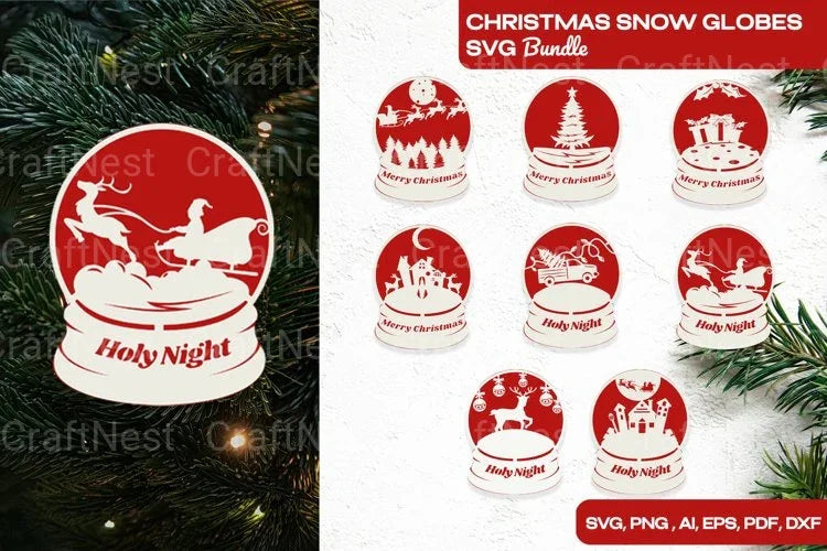Christmas Snow Globes Clipart Bundle - CraftNest - Digital Crafting and Art