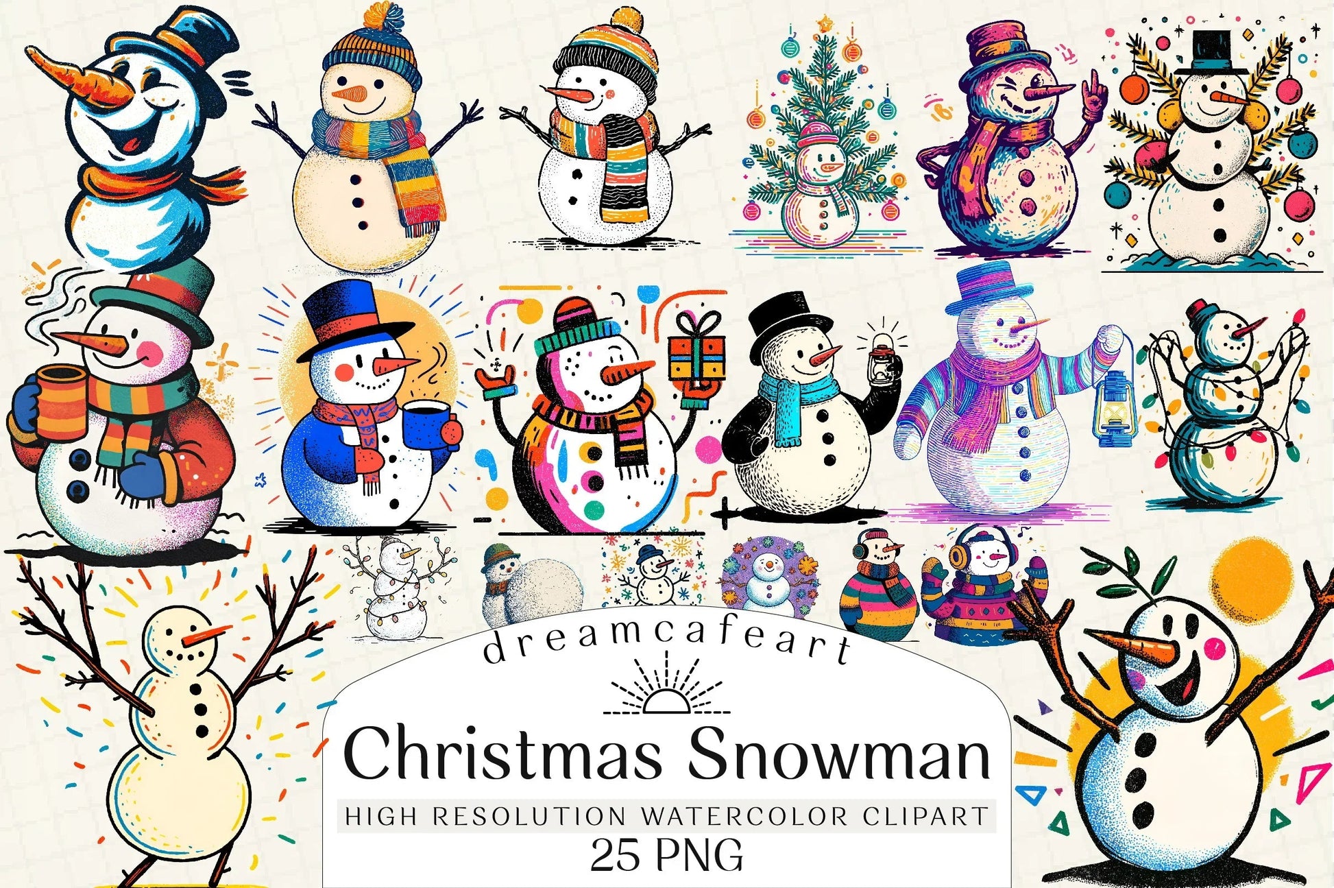 Christmas Snowman Clipart Bundle - CraftNest - Digital Crafting and Art