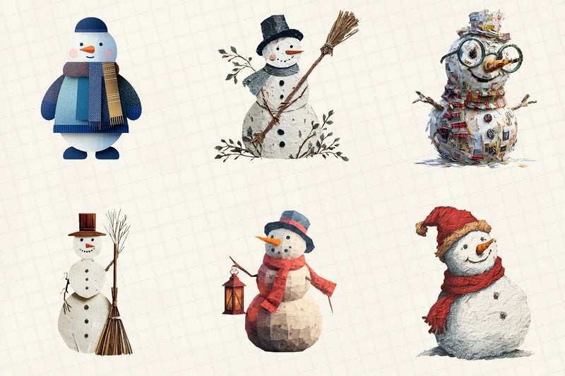 Christmas Snowman Clipart Bundle - CraftNest - Digital Crafting and Art