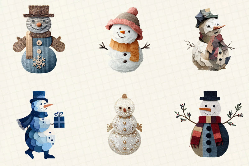 Christmas Snowman Clipart Bundle - CraftNest - Digital Crafting and Art