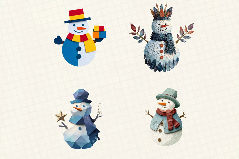 Christmas Snowman Clipart Bundle - CraftNest - Digital Crafting and Art