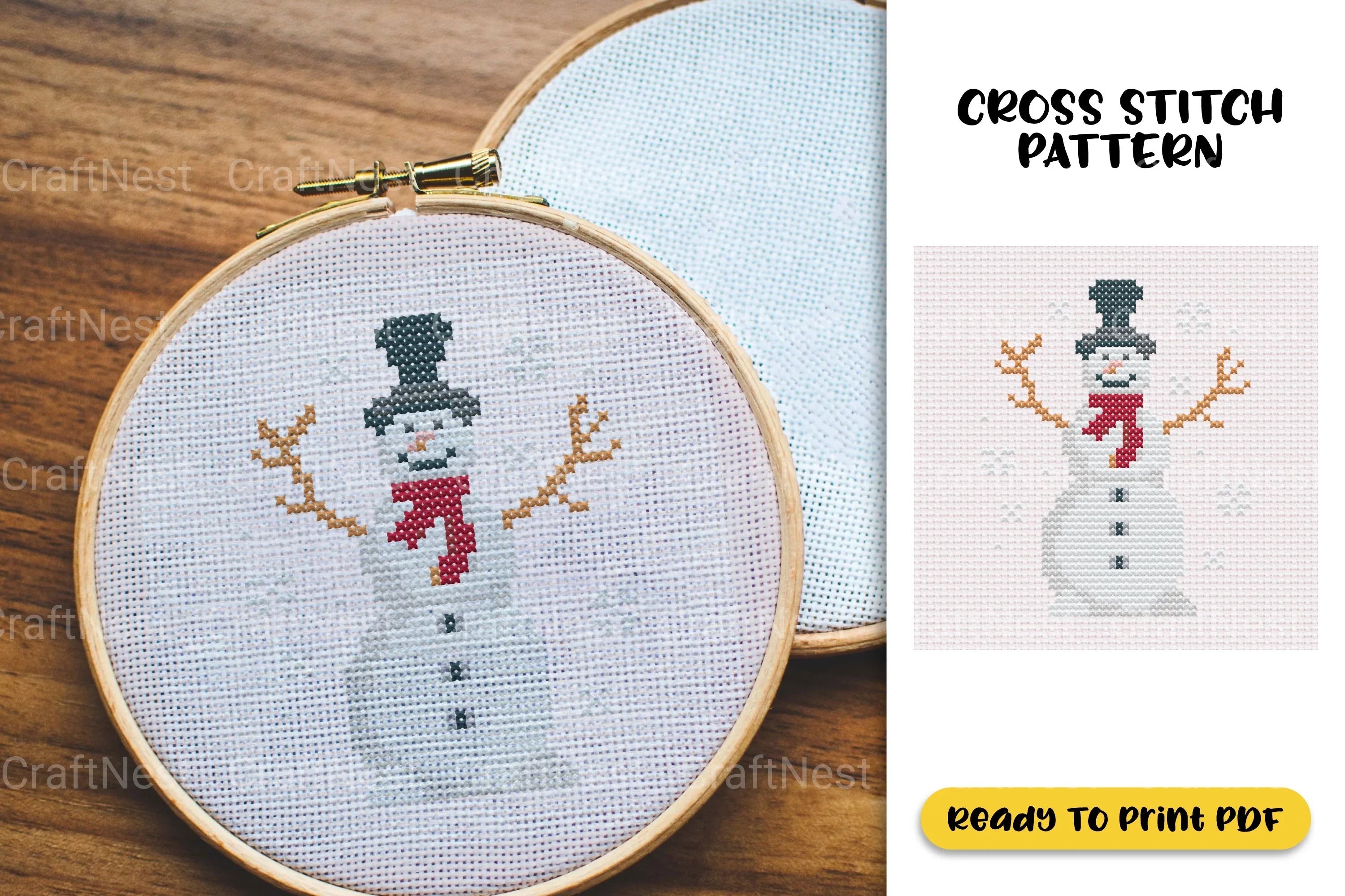 Christmas Snowman Cross Stitch Clipart Bundle - CraftNest - Digital Crafting and Art