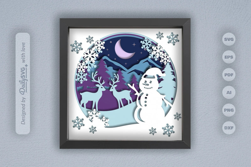 Christmas Snowman Winter Papercut SVG Bundle 1 - CraftNest - Digital Crafting and Art