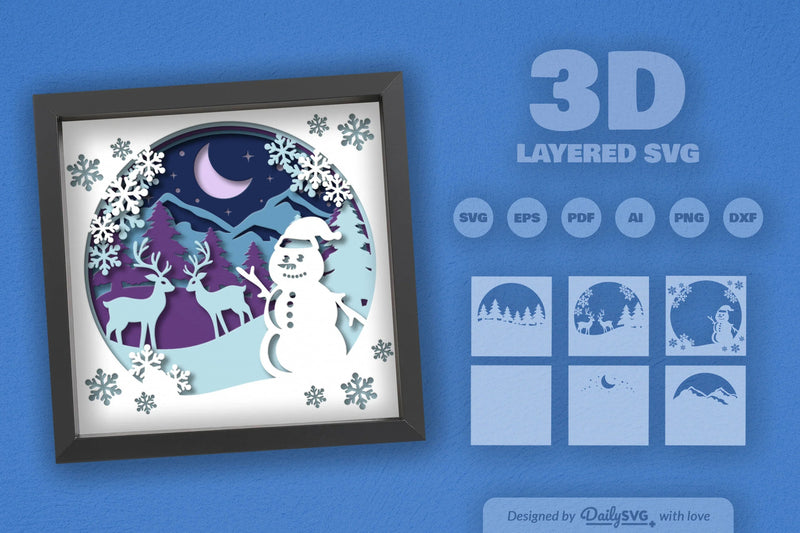 Christmas Snowman Winter Papercut SVG Bundle 1 - CraftNest - Digital Crafting and Art