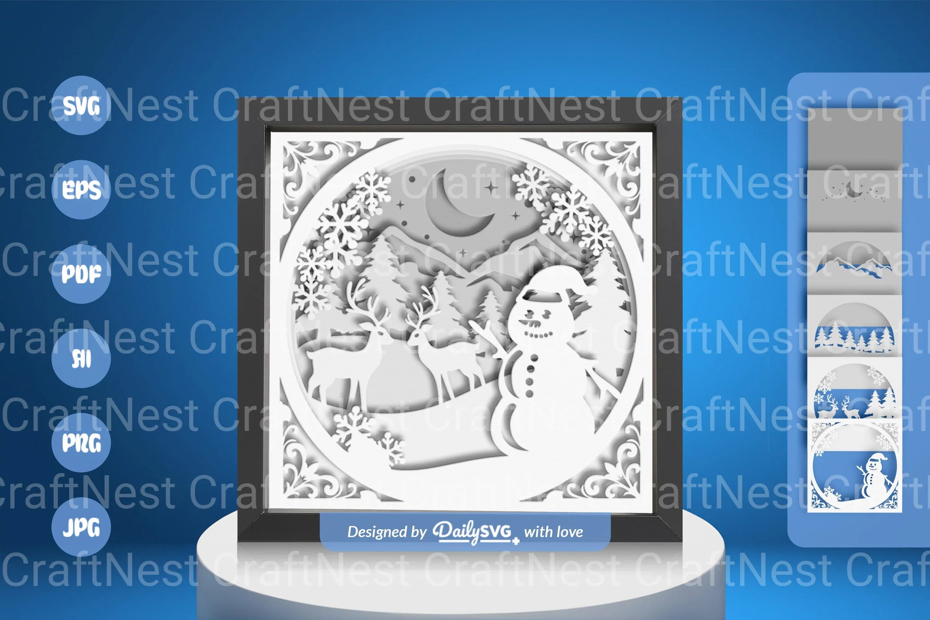 Christmas Snowman Winter Papercut SVG Bundle