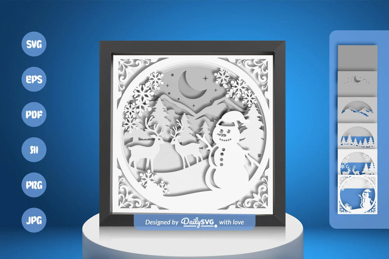 Christmas Snowman Winter Papercut SVG Bundle - CraftNest - Digital Crafting and Art