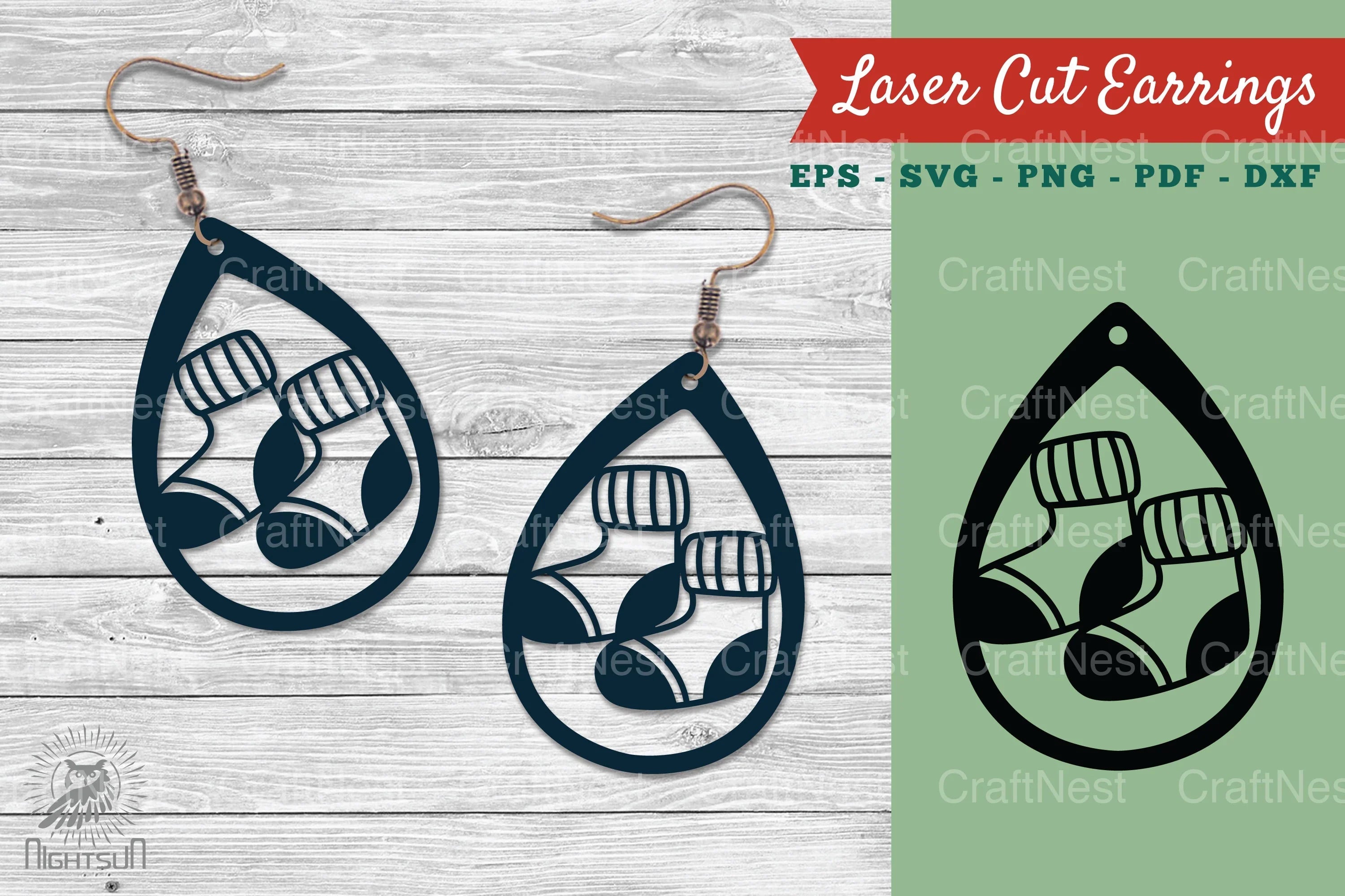 Christmas Sock Earrings Design Clipart Bundle - CraftNest - Digital Crafting and Art