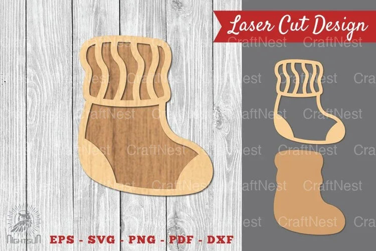 Christmas Sock Laser Cut Decoration Clipart Bundle - CraftNest - Digital Crafting and Art