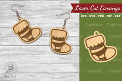 Christmas Sock Laser Cut Earrings SVG Bundle - CraftNest - Digital Crafting and Art