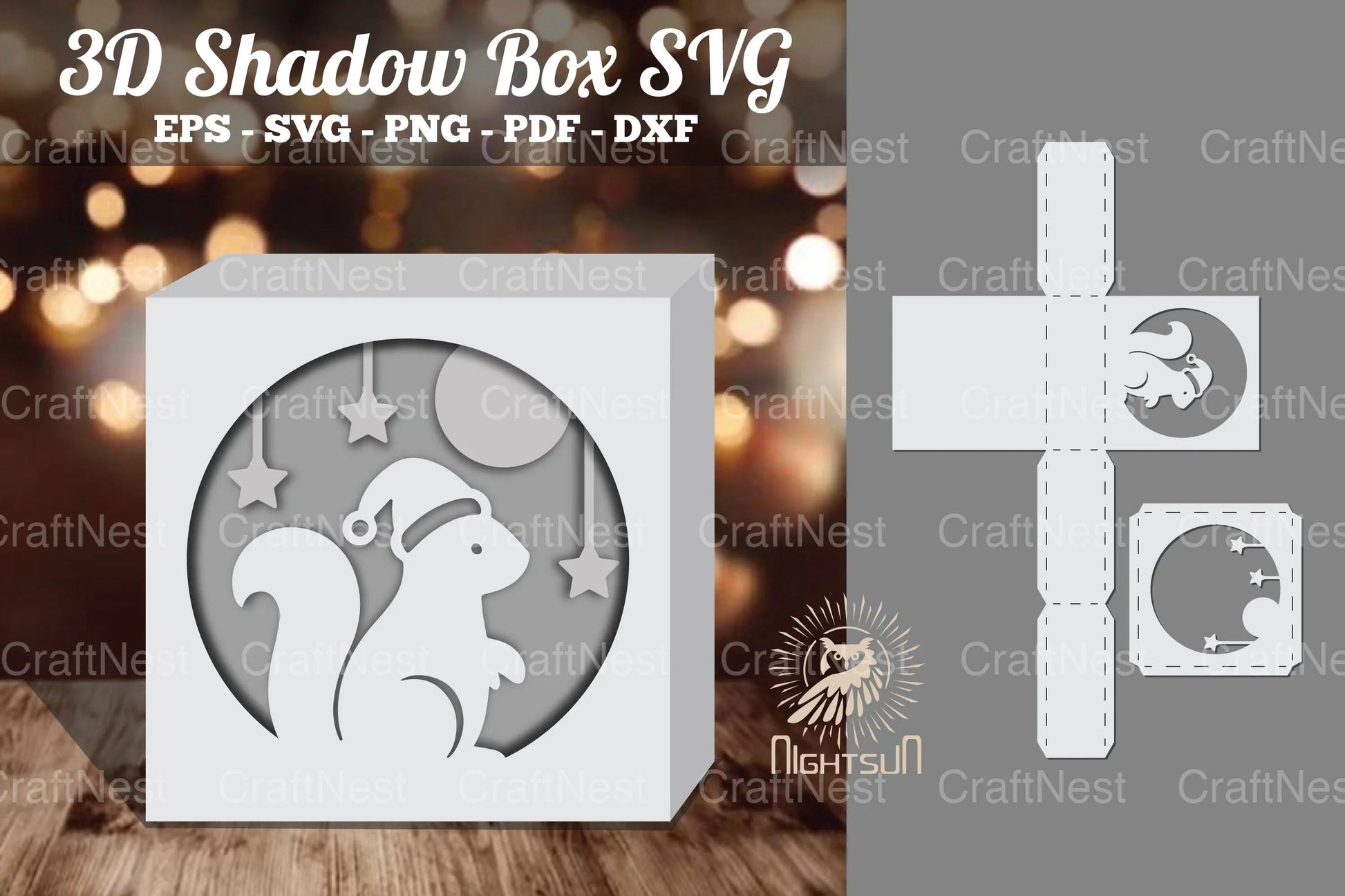 Christmas Squirrel Papercut Shadow Box Design - CraftNest - Digital Crafting and Art
