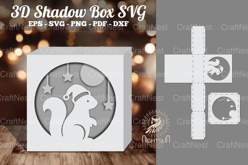 Christmas Squirrel Papercut Shadow Box Design - CraftNest - Digital Crafting and Art