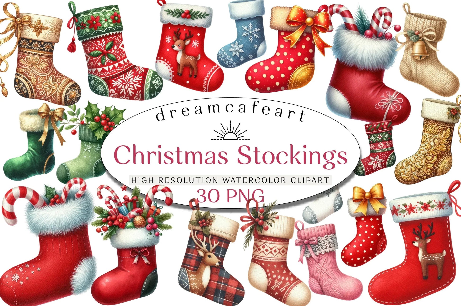 Christmas Stockings Clipart Bundle - CraftNest - Digital Crafting and Art
