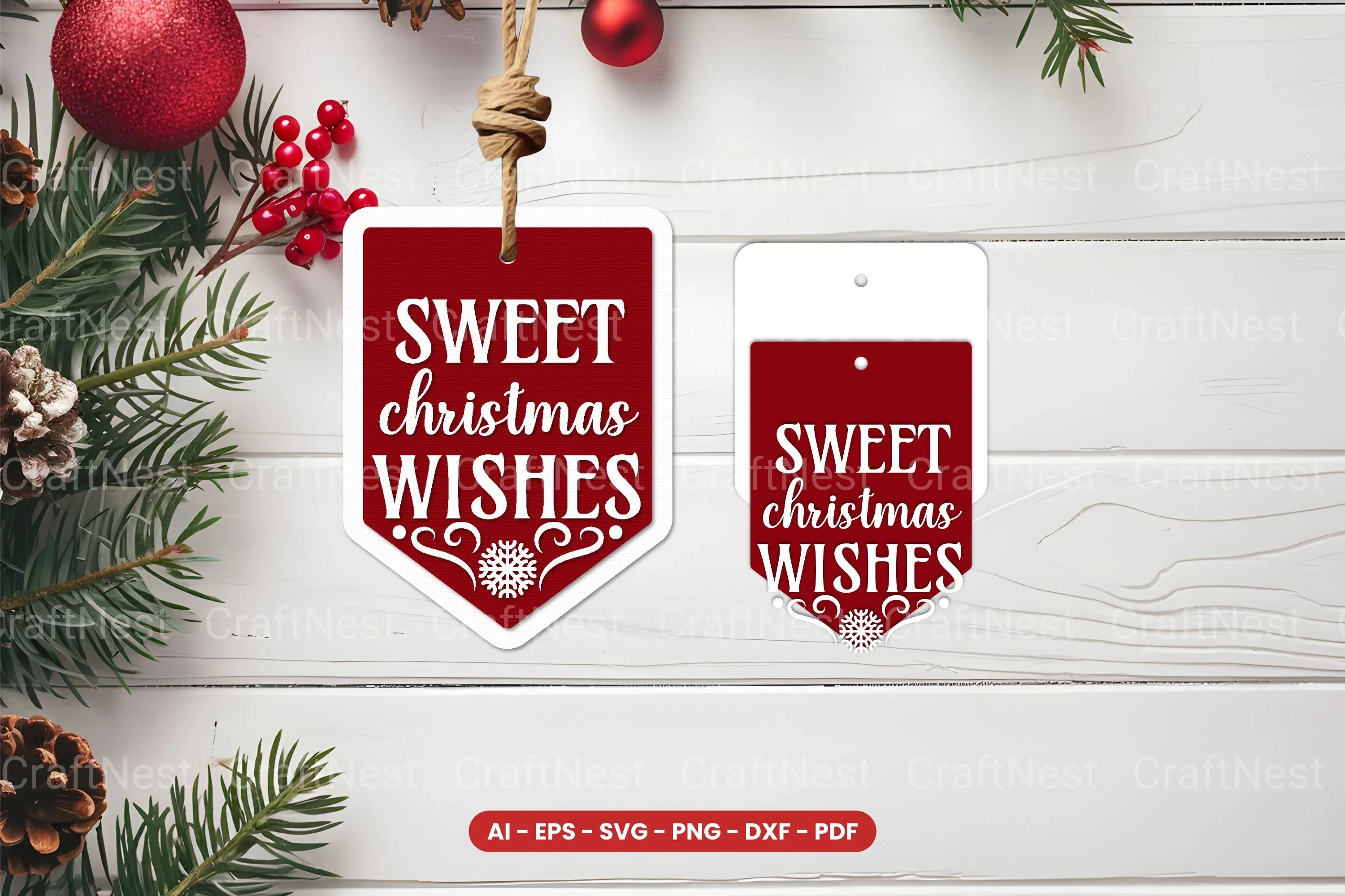 Christmas Tag Laser Cut SVG Bundle - CraftNest - Digital Crafting and Art