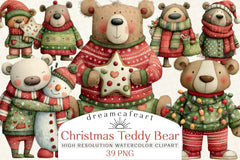 Christmas Teddy Bear Clipart Bundle - CraftNest - Digital Crafting and Art
