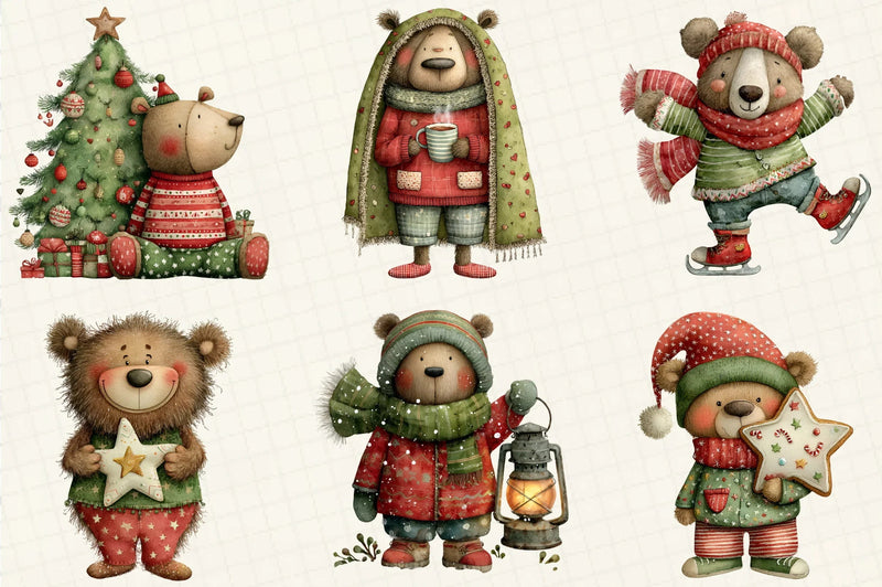Christmas Teddy Bear Clipart Bundle - CraftNest - Digital Crafting and Art