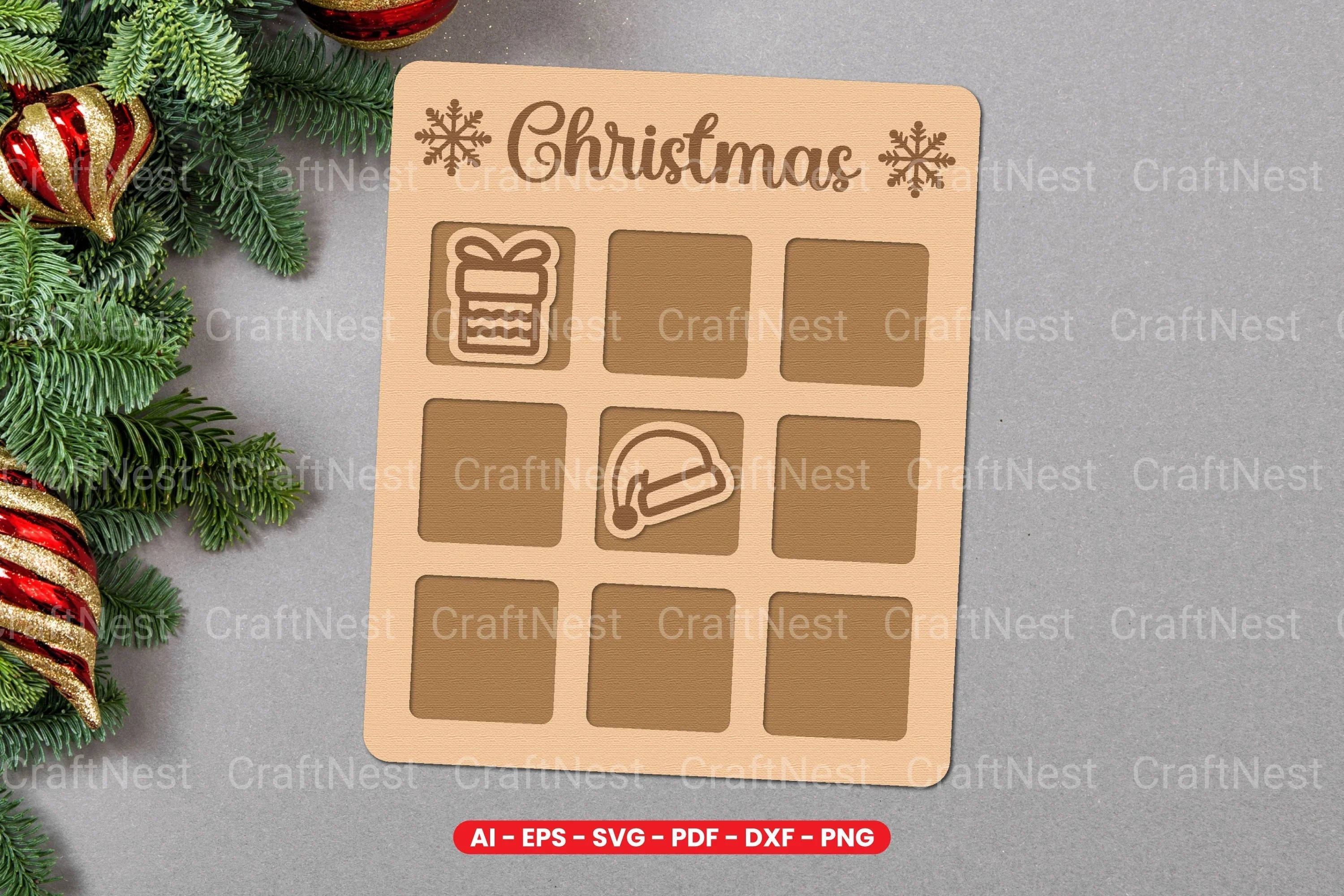 Christmas Tic Tac Toe Lasercut SVG Bundle - CraftNest - Digital Crafting and Art