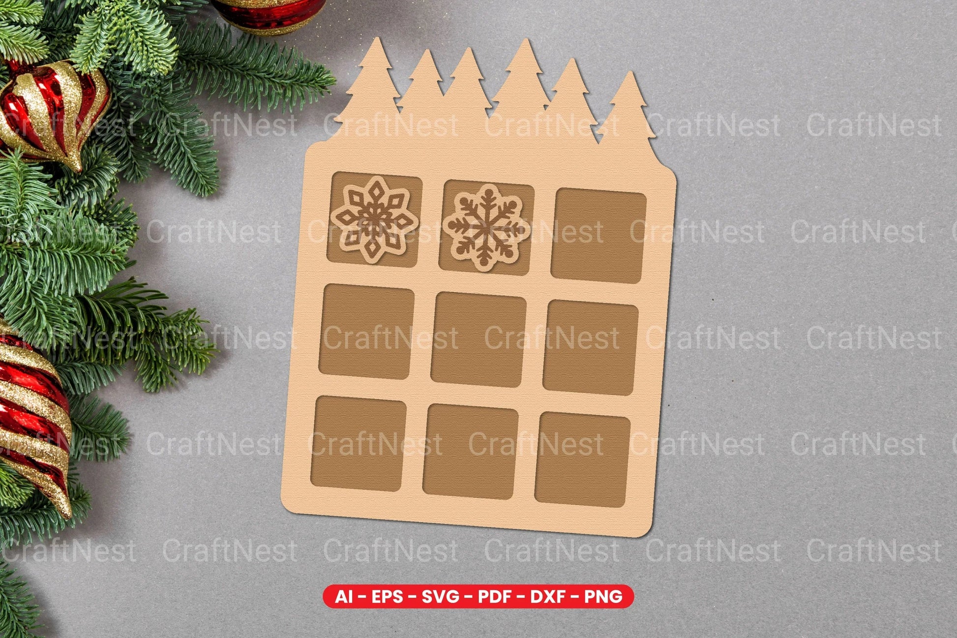 Christmas Tic Tac Toe Lasercut SVG Bundle - CraftNest - Digital Crafting and Art