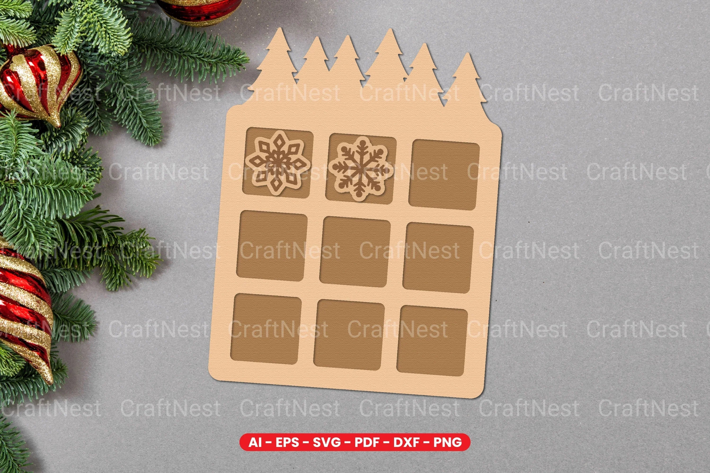 Christmas Tic Tac Toe Lasercut SVG Bundle - CraftNest - Digital Crafting and Art