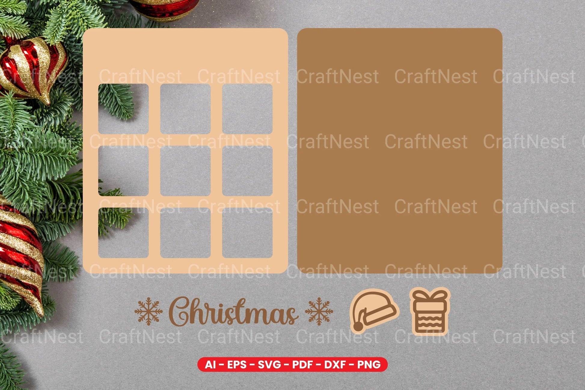 Christmas Tic Tac Toe Lasercut SVG Bundle - CraftNest - Digital Crafting and Art