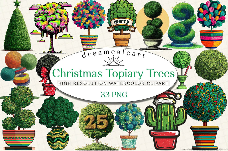 Christmas Topiary Trees Clipart Bundle - CraftNest - Digital Crafting and Art