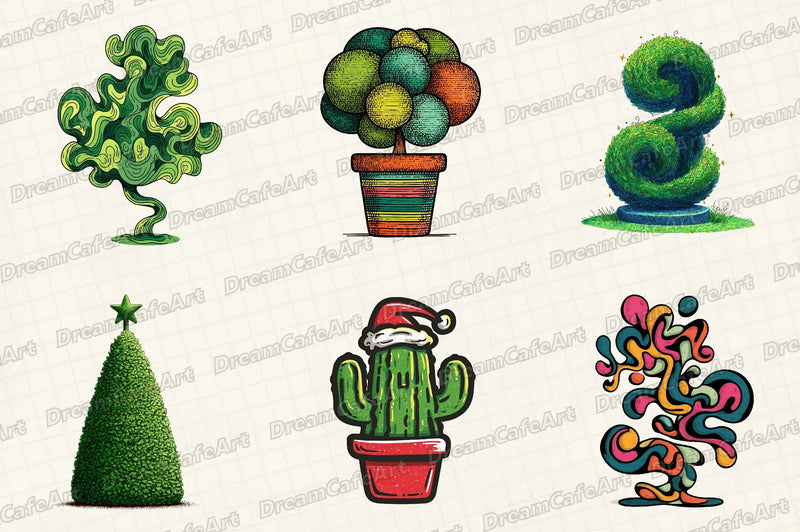 Christmas Topiary Trees Clipart Bundle - CraftNest - Digital Crafting and Art