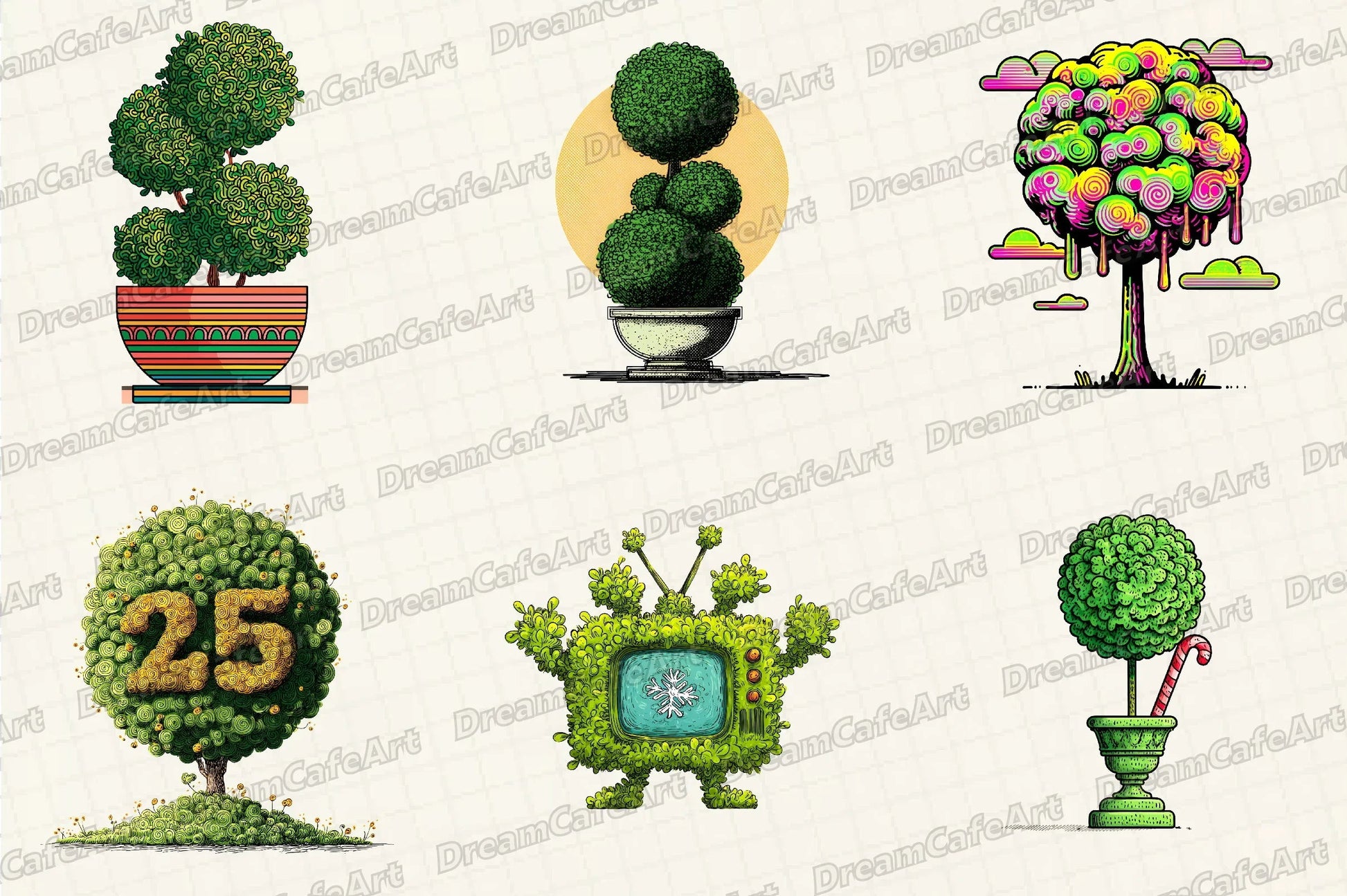 Christmas Topiary Trees Clipart Bundle - CraftNest - Digital Crafting and Art